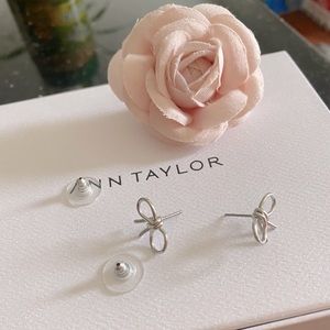 Ann Taylor Silver Bow Earrings